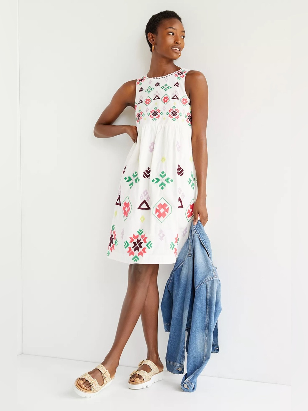 Anthropologie Dolly Embroidered Midi Dress